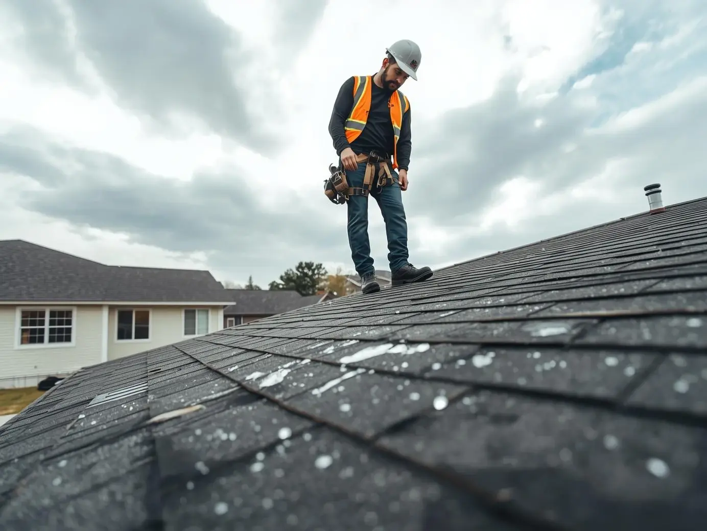 roofing inspector on roof